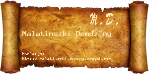 Malatinszki Demény névjegykártya